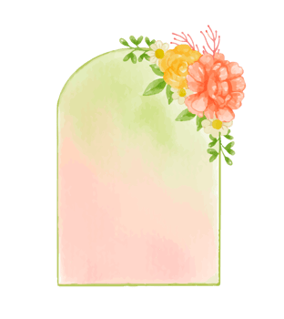 Watercolor floral wreath bouquet label badge png