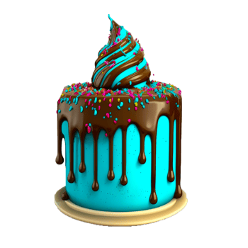 Blue Birthday Cake With Colorful  PNG
