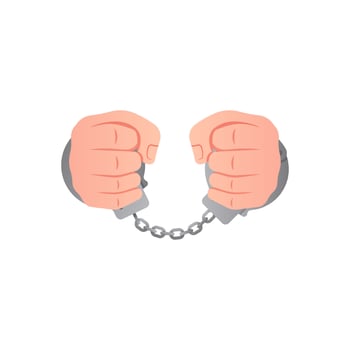 Handcuff punishment isolated on white background. vector
