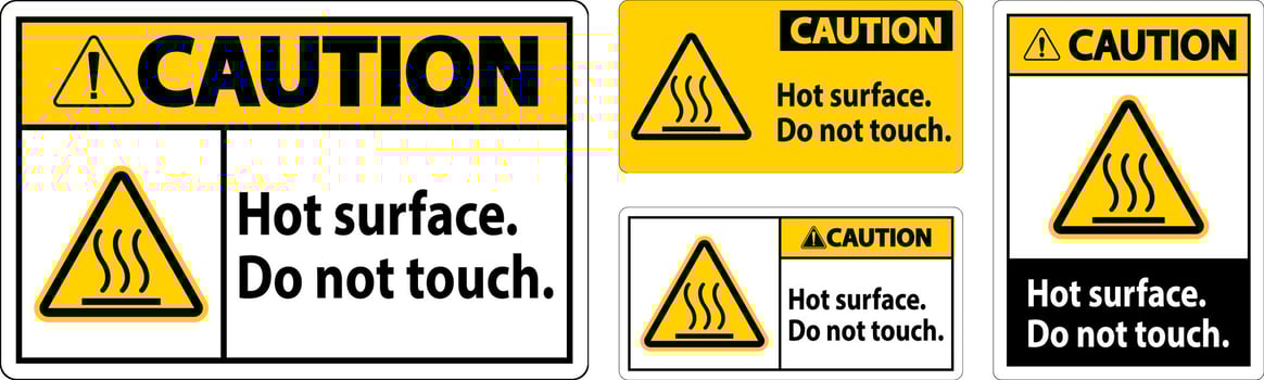 Caution Safety Label Hot Surface, Do Not Touch vector