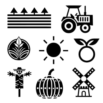 Silhouette Agricultural Farming Icon Collection vector