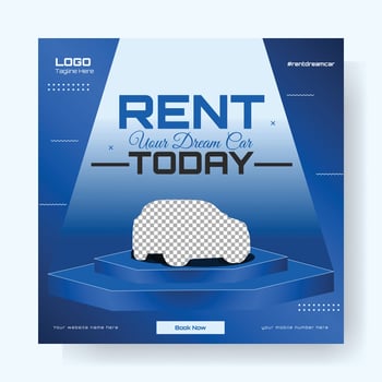 Rent car social media post banner template design vector