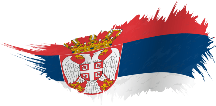 Flag of Serbia in grunge style with waving effect. png