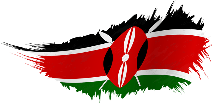 Flag of Kenya in grunge style with waving effect. png