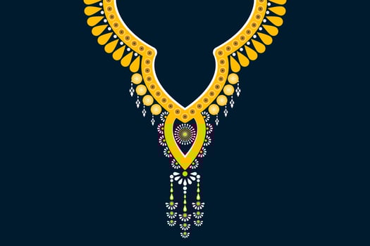 Geometric Ethnic oriental pattern. Necklace embroidery design for background, wallpaper, clothing, fashion vector