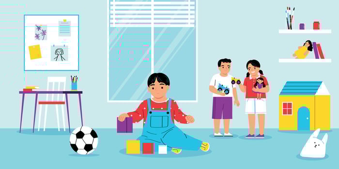 Playing Alone Autism Composition vector
