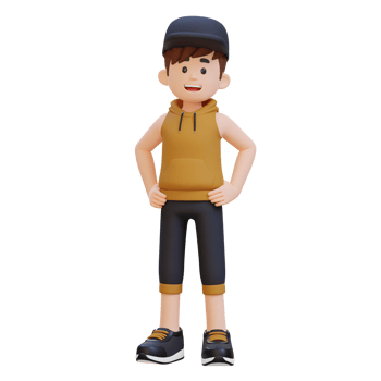 3D Sportsman Character Showcasing a Healthy Lifestyle with Hand on Hip Pose png