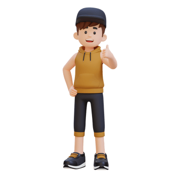 3D Sportsman Character Embracing a Positive Lifestyle with a Thumb Up Pose png