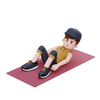 Dynamic 3D Sporty Male Character Mastering the Hell Touch Workout at Home Gym png