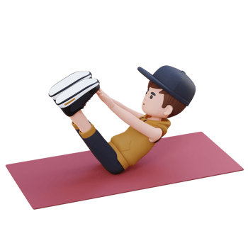 Dynamic 3D Sporty Male Character Performing Abs V Ups Workout at the Gym png