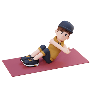 Energetic 3D Sporty Male Character Engaging in Abs Russian Twist Workout at the Gym png