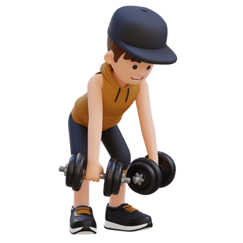 3D Sportsman Character Performing Dumbbell Bent Over Reverse Fly png