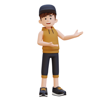 3D Sportsman Character Embracing Confidence with a Dynamic Hand Presentation Pose png