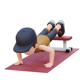 3D Sporty Male Character Performing Decline Push Up Exercise at the Gym png