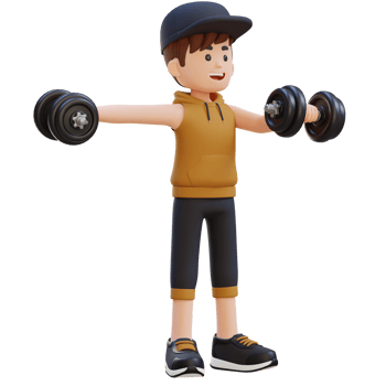 3D Sportsman Character Performing Heavy Dumbbell Raises png