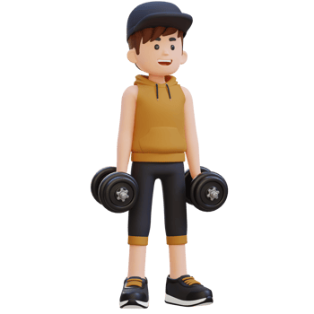 3D Sportsman Character Performing Dumbbell Lateral Raise png