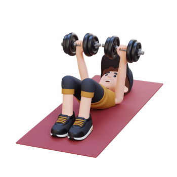 3D Sportsman Character Performing Dumbbell Decline Floor Press png