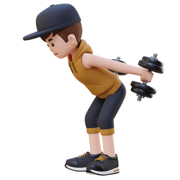 3D Sportsman Character Performing Dumbbell Kickbacks png