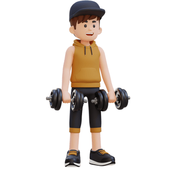 3D Sportsman Character Performing Dumbbell Reverse Curl png