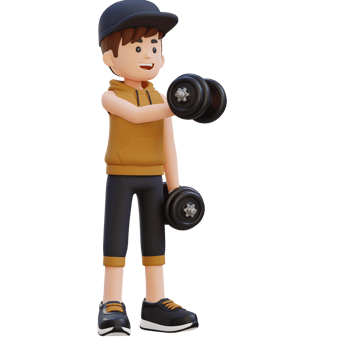 3D Sportsman Character Performing Dumbbell Chest Fly png