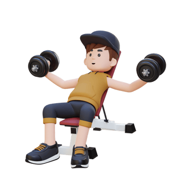 3D Sportsman Character Sculpting Muscular Chest with Incline Bench Dumbbell Chest Fly png