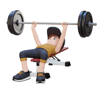 3D Sportsman Character Building Strength with Barbell Bench Press Exercise png