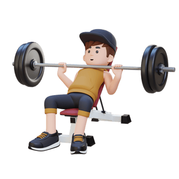 3D Sportsman Character Sculpting Upper Body with Incline Bench Press Workout png