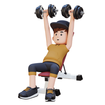 3D Sportsman Character Building Upper Body Strength with Incline Bench Dumbbell Chest Press png