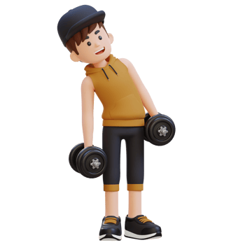3D Sportsman Character Performing Dumbbell Side Bend png