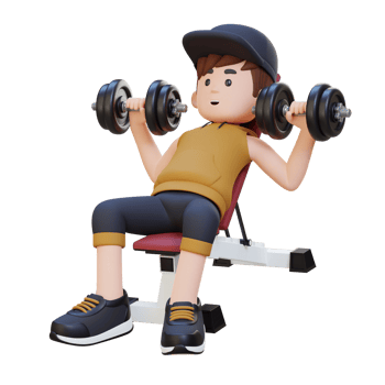 3D Sportsman Character Building Upper Body Strength with Incline Bench Dumbbell Chest Press png