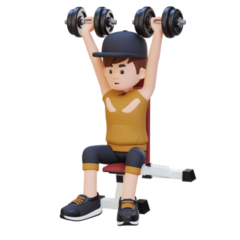 3D Sportsman Character Sculpting Strong Shoulders with Dumbbell Shoulder Bench Press png