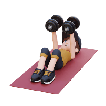 3D Sportsman Character Performing Dumbbell Chest Fly png