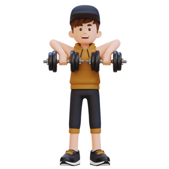 3D Sportsman Character Performing Upright Row with Dumbbell png