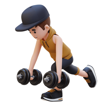 3D Sportsman Character Performing Dumbbell Single Leg Deadlift left png