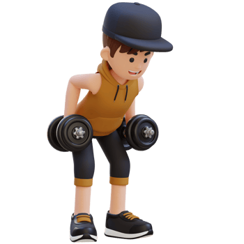 3D Sportsman Character Performing Bent Over Row   Dynamic Workout with Dumbbell png