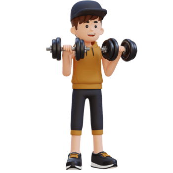3D Sportsman Character Performing Dumbbell Reverse Curl png