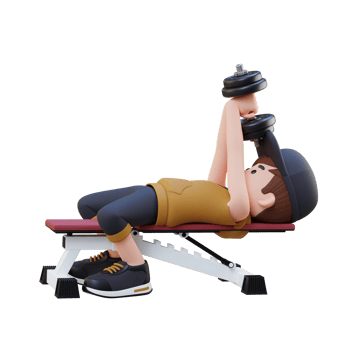 3D Sportsman Character Strengthening Back and Chest with Dumbbell Pullover Exercise png