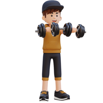 3D Sportsman Character Performing Dumbbell Front Raise png