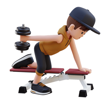 3D Sportsman Character Sculpting Triceps with Dumbbell Kickback Exercise png
