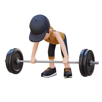 3D Sportsman Character Sculpting Back Muscles with Bent Over Row Workout png