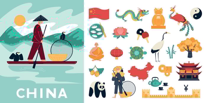 China Symbols Icon Set vector
