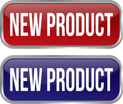 Glossy New Product Label, New Products Icon, New Product Banner, 3D Realistic Business Badge Design, Arrival Goods Rubber Stamp png