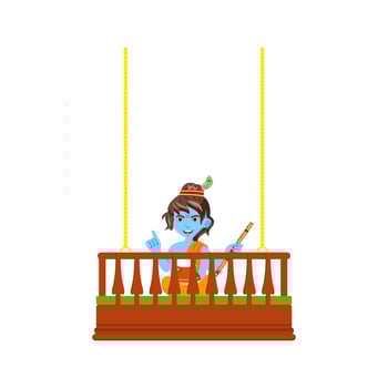 Krishna on Swing Vector Art