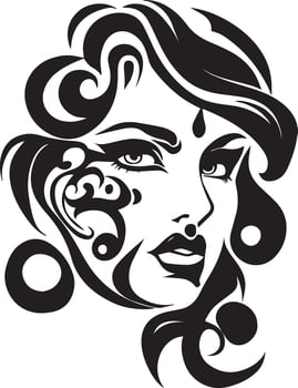 Women face tattoo design illustration vector art