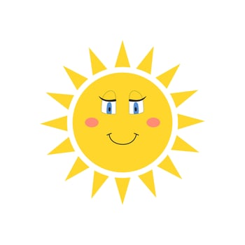 Cute cartoon smiling sun isolated on a white background vector
