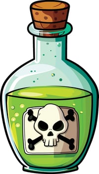 Bottle of poison cartoon vector illustration, Poison bottle with a skull and cross bones stock vector image, poison vial  clip art