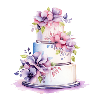 Watercolor Wedding Cake. Illustration png