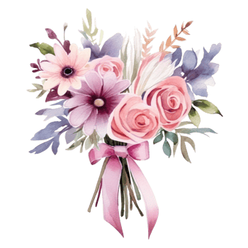 Watercolor cute wedding bouquet. Illustration png