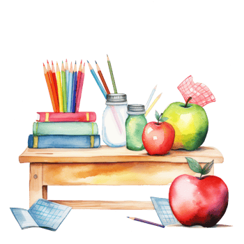 Watercolor back to school background. Illustration png