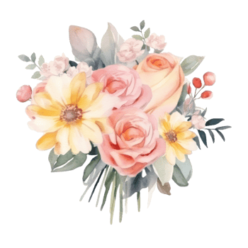 Watercolor cute wedding bouquet. Illustration png